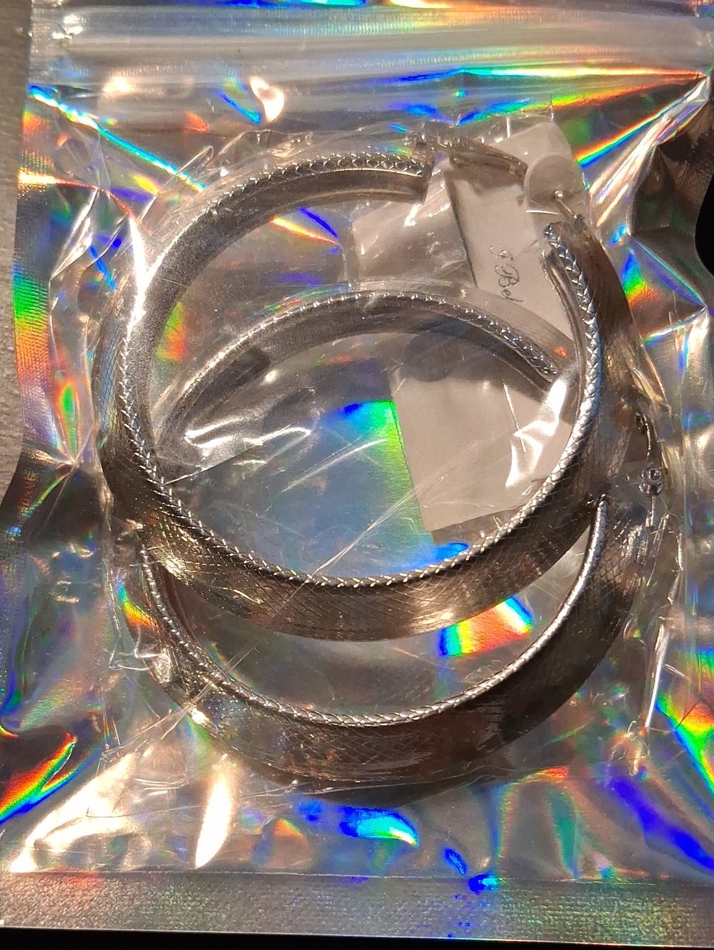 Source Unknown Silver Textured Hoop Earrings